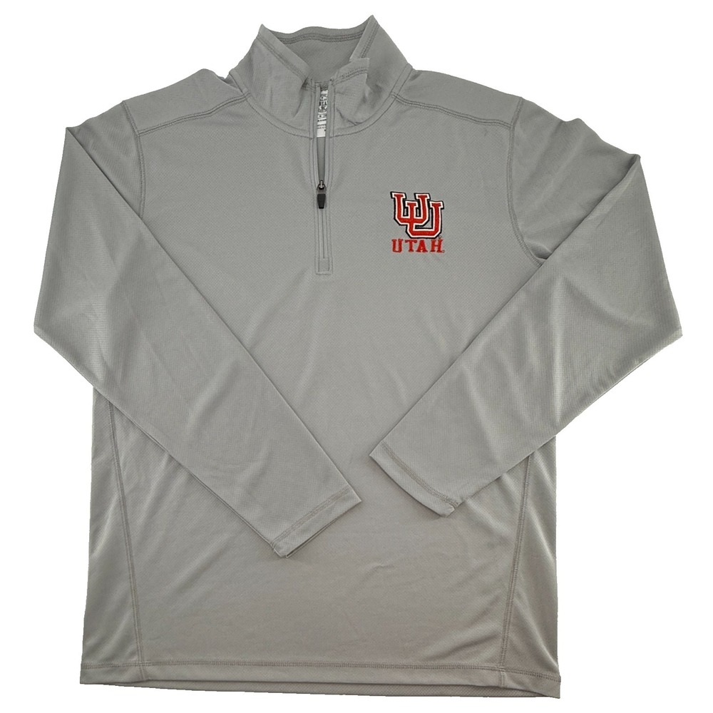 Utah Utes Quarter Zip Pullover Mens Medium Gray NCAA Athletic Sweatshirt‎